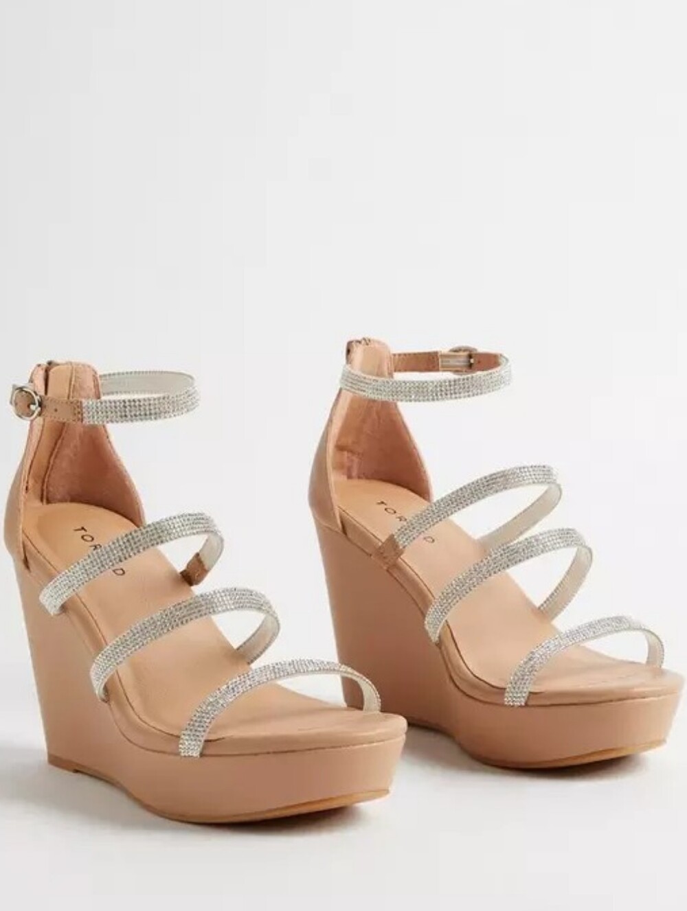 torrid Blush Nude Wedge Sandals with Sparkle Straps